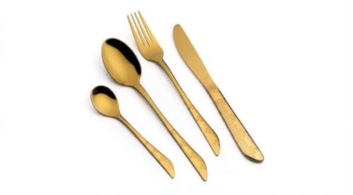 ARSHIA 2641 86-Piece Stainless Steel Cutlery Set with Premium Carry Case, Elegant Gold Finish, Mirror Polish, Rust-Resistant Construction for Home Dining and Formal Entertaining - Gold Flatware
