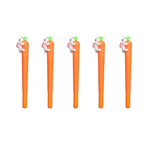 BinaryABC Carrot Bunny Rabbit Gel ink Pen,Easter Gift Easter Party Decoration,5Pcs Writing instrument