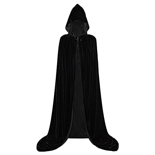 MiiDD Hooded Cloak Unisex Full Long Velvet Cape Witch Cloak with Hood Raven Cosplay Men Women for Halloween Costumes