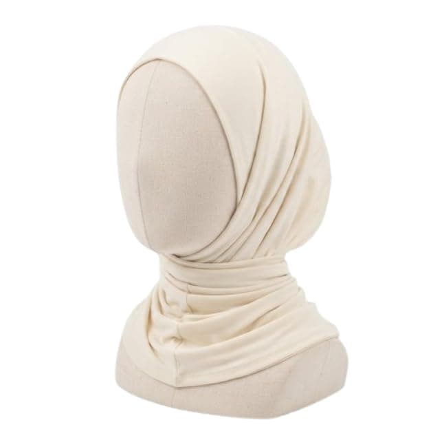 Women Kuwaiti Bandana Cotton Soft Lycra White Clips - Hijab Multi Use Apparel head neck covering