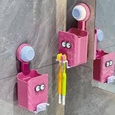Toothbrush Organizer - Cute Handy Design A sweet shape for your bathroom +very practical! Keeps toothbrushes and toothpaste in one place. It has a cup. Organizer without drilling. Space-saving rack fo Toothbrush holder