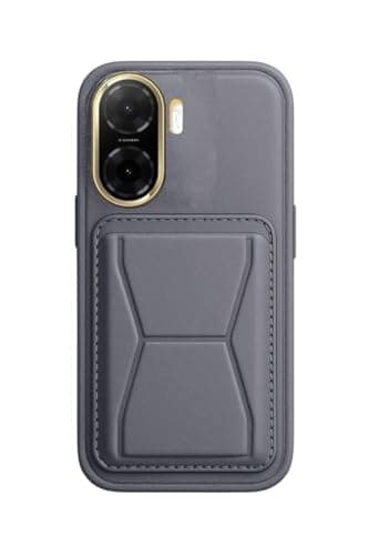 3M Store Leather Case Compatible for REDMI A5 4G Shockproof Leather Back Card Storage & case built-in Stand PU leather for a stylish look, comfortable grip (Gray) Cellular phone case