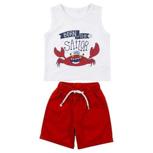 Sikaaa Boys Sleeveless T-Shirt&Short Printed Sailor Sleeveless T-Shirt&Short (pack of 1)