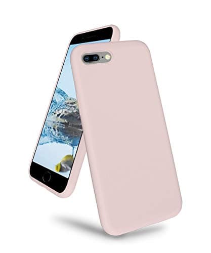 K TOMOTO Compatible with iPhone 8 Plus/7 Plus Case (5.5"), [Drop Protection] [Anti-Scratch] Shockproof Liquid Silicone Anti-Fingerprint Cover with Microfiber Lining Phone Case (Pink Sand1) Cellular phone case