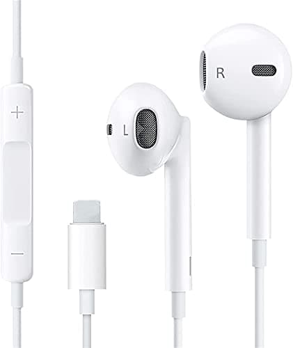 [Apple MFi Certified] Apple Earbuds iPhone Headphones Earphones with Lightning Connector (Built-in Microphone & Volume Control) Compatible with iPhone 14/13/12/11/XR/8/7 Support All iOS System
