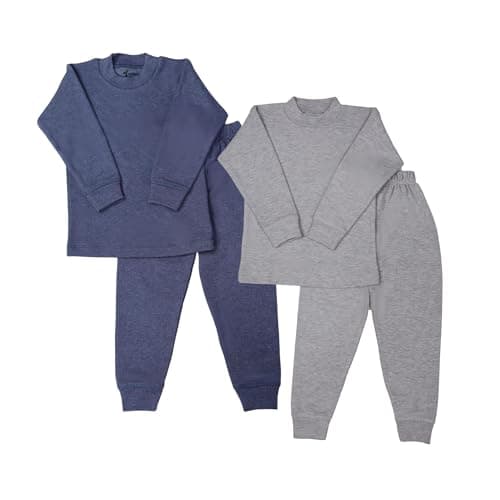 Funny Bunny Kid's Thermal Underwear Set, High Neck Long Sleeve Top and Jogger Pants, 2-Pack Base layer apparel set