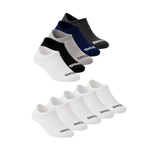 DICE Socket Socks, 10 Pairs, Athletic Low Cut Ankle Socks, Black and White