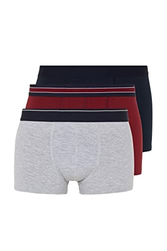 Trendyol Man Claret Red-Grey-Navy Blue Plain Striped Elastic 3-Pack Boxer TMNSS23BX00016 Boxers Underwear