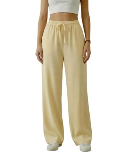 Wide-Leg Pants, light yellow | Wide-leg relaxed fit