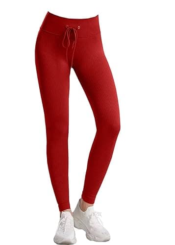 MIZAYEH High Waist Cotton Stretch Leggings for Women Girls Sports Home Wear Wrinkle and Shrink Resistant Combed Pants