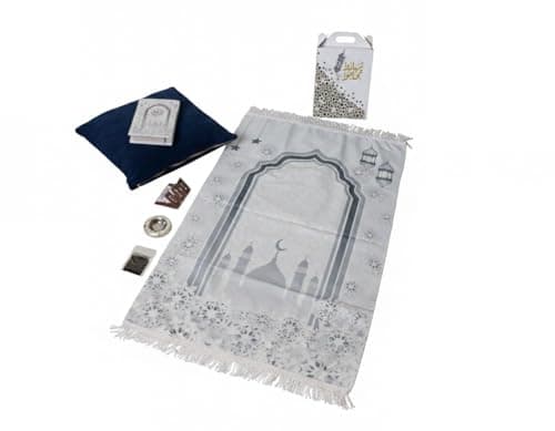 Stellar Stores Ramadan Box Holy Quran & Praying Mat, Amazing Censer & Incense, Bookmark (White)