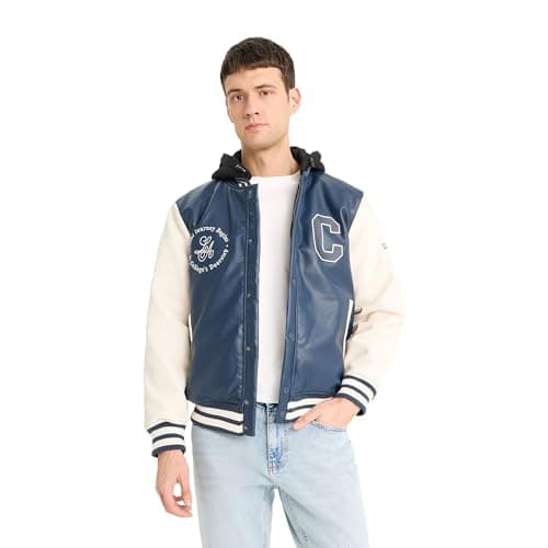 DeFacto Mens Regular Fit Bomber LONG SLEEVE Outer Wear PU Mont E9972AX PU Mont (pack of 1)