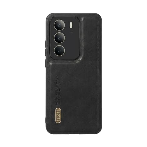 Leather Case For Luxury Faux Leather Protective Case For Stylish Compatible With (Realme C75) Design Protection Anti Fingerprint Protection Case Made Of Classic Vintage Faux Leather (Black) Cellular phone case