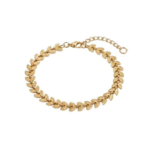 Gold Color Leaf Bracelet Elegant Chain Lobster Clasp Fashion Jewelry-Mg_st1025