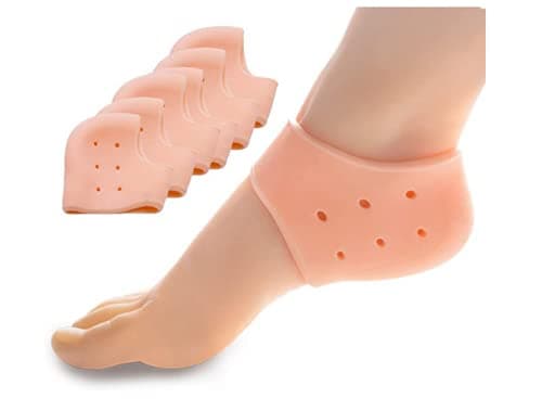 NC Breathable Silicone Pads for Heel Pain, Dry Cracked Heels, Achilles Tendinitis (Beige)