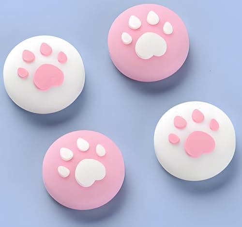 Cat Paw Thumb Grip Joystick Caps for Switch/OLED/Lite Console, Cute Silicone Joystick Cover Replacement Thumb Grip Covers for Switch Controller Accessories 4 Pack - Pink Keycap