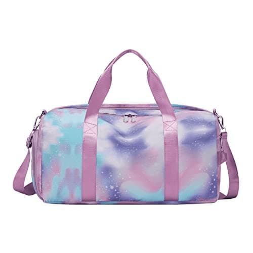Children's Sports Bag Girls Ladies Medium Waterproof Travel Bag Training Bag Dance Gymnastics Bag with Shoe Compartment Wet Bag with Shoulder Strap Rainbow Overnight Weekender Travel Bag, Pattern-5 Duffel bag
