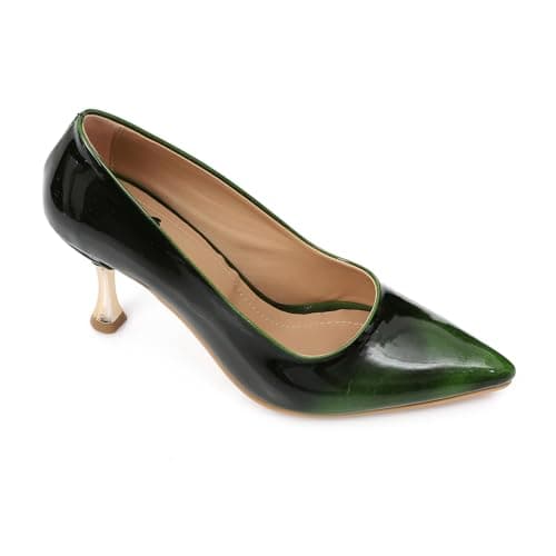 Xo Style Women Pointed High Heel Shoes – Brown with Gold Heel Elegant & Sleek Look
