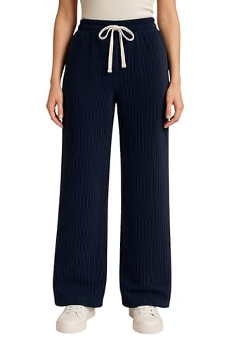 MEZA Women's Corduroy Wide Pants Elastic Waist Drawstring Multi Color Comfort Fit No Pockets Wide Leg 2X for Girls and Women
