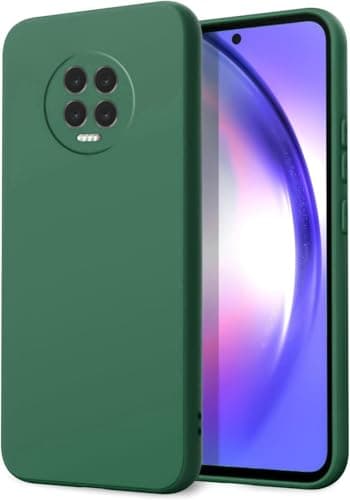For Infinix Note 7 Liquid Silicone Case with Camera Protection Microfiber Lining (Dark Green) Cellular phone case
