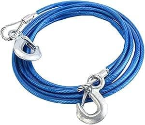 SACAR Car Wire Tow Rope with Hooks for Car Emergency (Blue, 8ML, 4M, Bearing 3T)