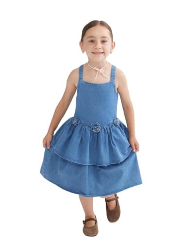 LC WAIKIKI Girl Floral Appliqué Girls' Jean Dress