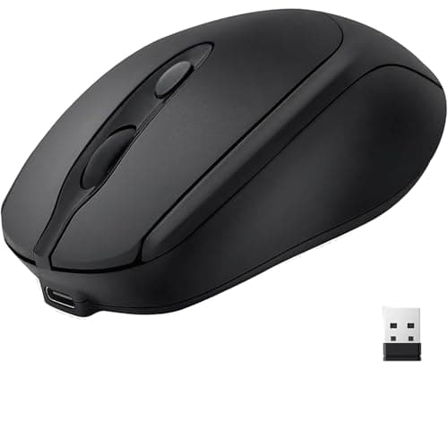 M256 Dual Mode Wireless Mouse – Bluetooth 5.2 & 2.4GHz Silent Ergonomic Mouse, Rechargeable USB-C, Adjustable 1600 DPI, Portable for Laptop, PC & MacBook, Black Input mouse