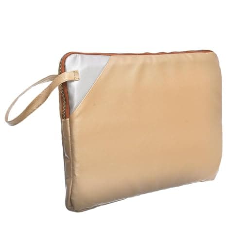 Accelerate Plain Champagne Faux Leather Protective 15-15.6 inch Premium Laptop Sleeve Case with Zipper Pocket and Side Strap | Slim Design Laptop Bag compatible with MacBooks and Laptops Portable electronic device cover