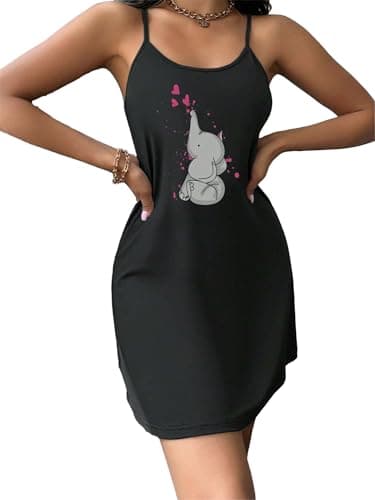 Sleep Shirt Thin Strap With Bear Printed Nightgown nightshirt
