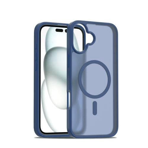 Matte Phone Case (Compatible With iphone 16) Shockproof Luxury Back Cover Featuring Fingerprint Resistant Transparent Back Made Of Hybrid TPU and Polycarbonate Material (Blue) Cellular phone case