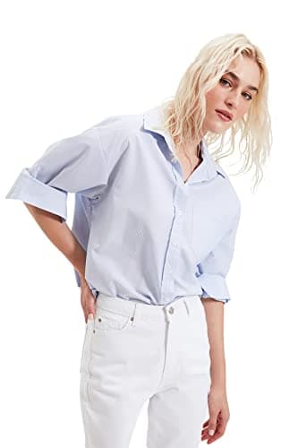 Trendyol Women Single Pocket Boyfriend/Wide Fit Cotton Woven Shirt TWOAW20GO0115 Shirt (pack of 1)