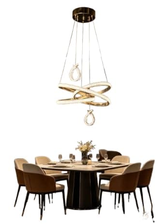 Interlocking Circles Ceiling Chandelier with 2 Glass Pendants - Modern Geometric Design Lighting Unit for Home and Office
