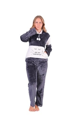 Dadosh Women's Winter Fur Pajamas 2 Piece Cozy Home Wear Pajamas Set Winter Pajama Set