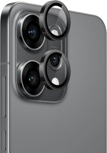 Camera Lens Protector for Oppo Reno 14 F, 9H Tempered Glass Metal Ring Camera Cover Screen Protector, Case Friendly, Anti Scratch, Black
