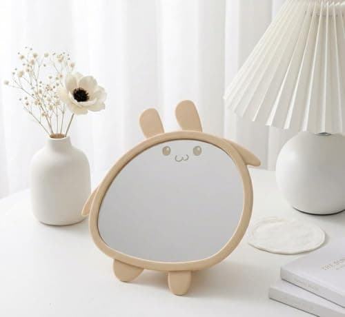 Luxury Decorative Multi-Use Table Mirror – Suitable for Everyday Use and Beauty – Attractive Design Adds a Sophisticated Touch – Easy to Carry and Store Perfect for Home or Travel (Beige)
