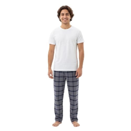Red Circle Mens Slip On Cotton Checked Pajama Set Slip On Cotton Checked Pajama Set