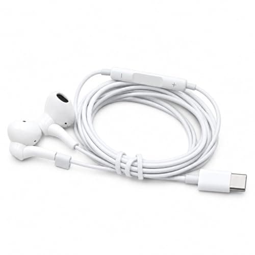 USB C Headphones, Type C Earphones with Mic and Volume Control, in-Ear USB C Headphones Noise Reduction Stereo Hi-Fi Compatible with Smartphone and All Type C Devices (White)