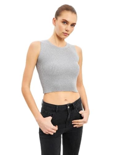 LC WAIKIKI Crew Neck Shiny Look Women's Knitwear Tank Top Shirt