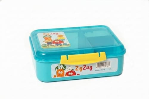 1.65L 3-Compartment Storage Container, BPA-Free, Reusable Meal Prep Container, Leakproof, Microwave, Refrigerator & Dishwasher Safe. (Turquoise/Sky (Blue with Yellow Locks))