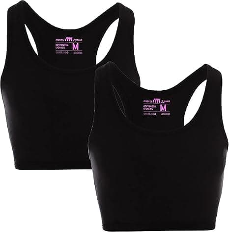 Set of 2 Cotton Cross Back Wirefree Sports Bra for Women - Black
