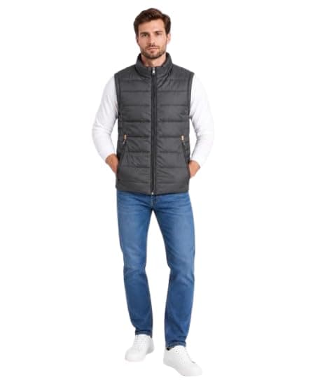WAHDAN Men's Quilted Puffer Vest, Zip-Up Sleeveless Jacket 490607091