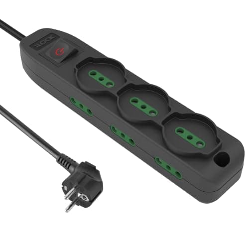 iLOCK 9 Outlet Schuko Power Strip, 3M Cable, 3500W with Switch Overload Protection & Pure Copper