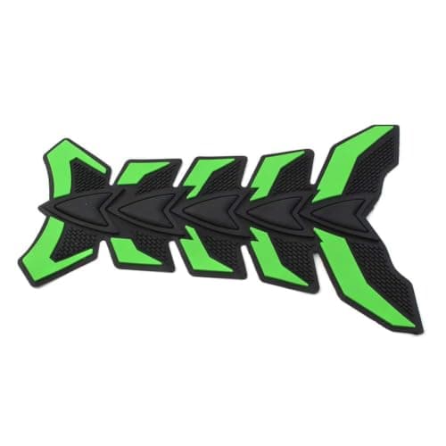 Motorcycle Fuel Tank Pad Protector, Fishbone Design, Black and green | Rubber Material, Scratch Protection, Universal Fit, 3D Textured Grip, Easy Installation Sticker decal