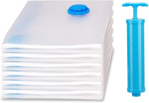 6 Pcs Vacuum Storage Bags with Hand Pump for Clothes and Blankets