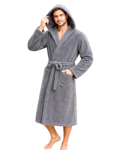 Hooded Fur Bath Robe for All – warm and Comfy Long Housecoat for Men