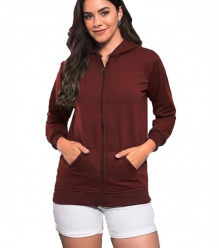 Hooded Sweatshirt with Pockets, Zip-Up Hoodie for Women, Large