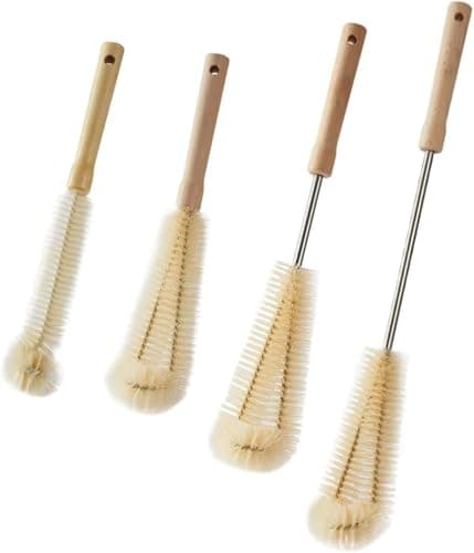 60cm Long Cleaning Brush for Dense and Flexible Bristles with Wood and Steel Handle Deep Reach for Jercans, Bottles, Barrels, Narrow Bowls