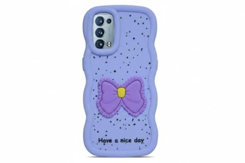 Compatible Case with Reno 6 Pro, [Drop Protection] 3D Bow Pattern Soft TPU Shockproof Phone Case Full Body Protection (Purple) Cellular phone case