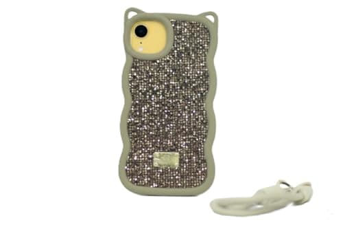 Diamond Glitter Case for Iphone XR Luxury Crystal Wavy Glitter Soft Silicone Case (Light Brown) Cellular phone case