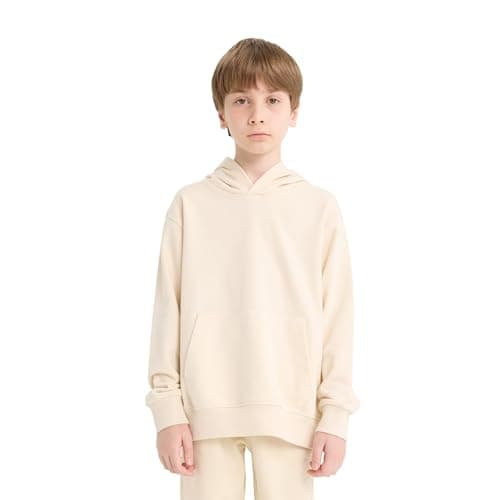 DeFacto Boy Casual Regular Fit Hooded Long Sleeve Knitted Sweat Shirt E9558A8, Ecru5/6 Y